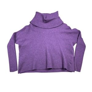 Cynthia Rowley Womens Purple Extra Fine 100% Merino Wool Turtleneck Sweater S/M